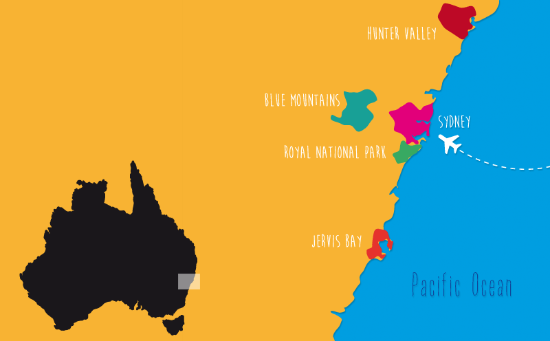 Petite carte des alentours de Sydney