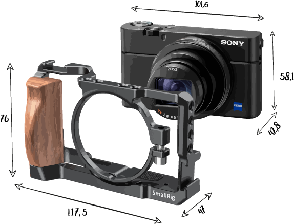 Dimensions Sony RX 100 VII cage small rig